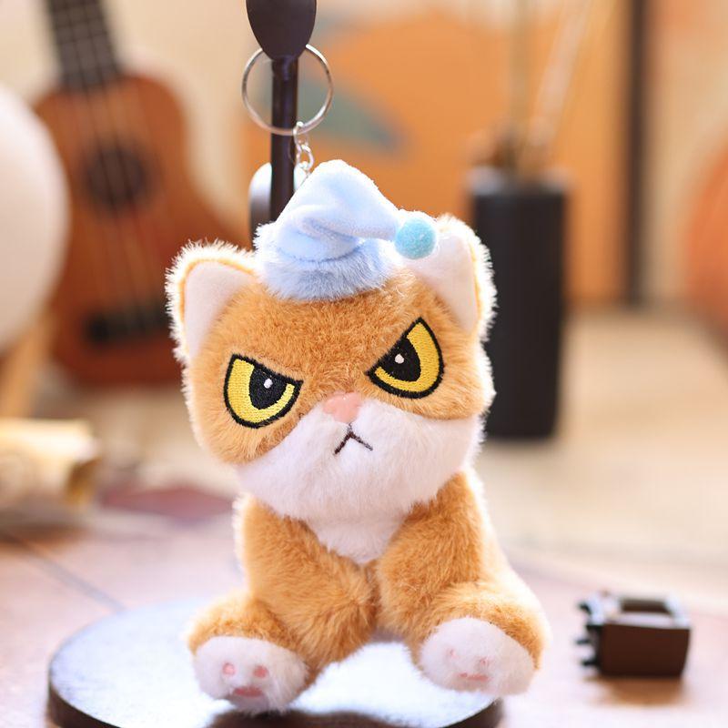 Kawaii Hut Emojis Kätzchen Plüschtier Schlüsselanhänger Niedliche Katze Tasche Anhänger Dekoration Begleiter Schlafspielzeug Mädchen Geburtstagsgeschenk 15cm