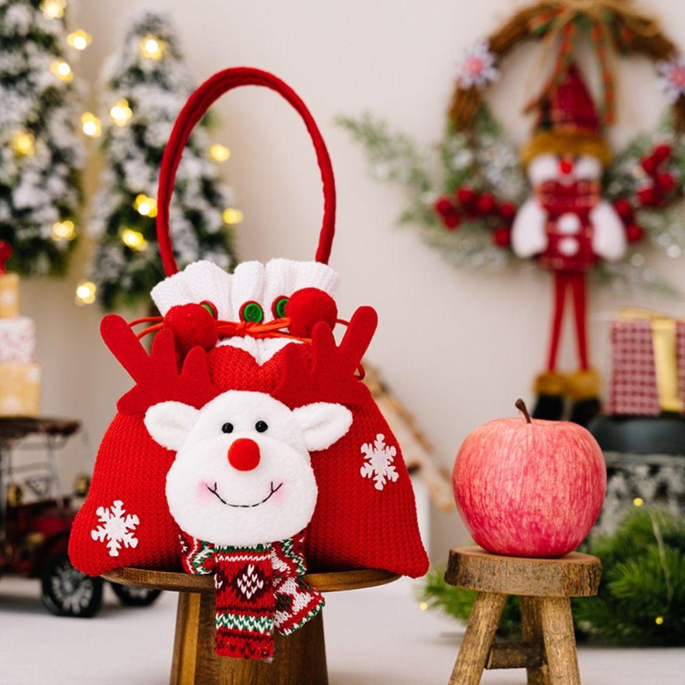 Snowman Christmas Drawstring Bag Large Capacity Gifts Candy Bag Christmas  Handbag  Packaging Bag