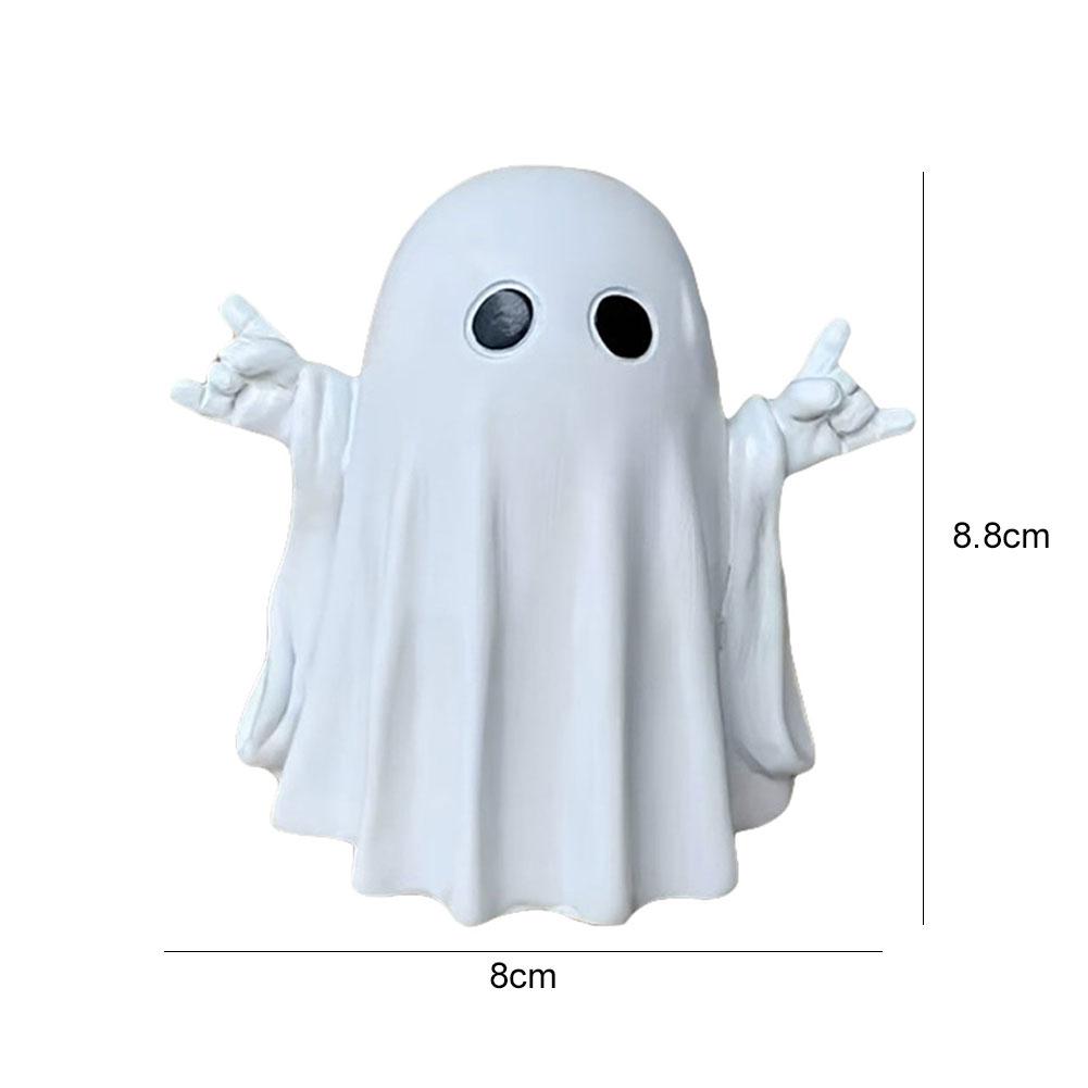 Halloween Cute Ghost Statue Reading Book Ghost Resin Sculpture Ornament Lovely Figurine for Office Home Tabletop Decoration Gift