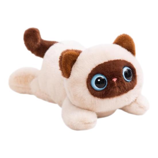 Cute Black Cat Plush Pillow Soft Siamese Kitten Stuffed Animal with PP Cotton Cuddly Bedroom Decor Birthday Gift for Girls Cat Lovers