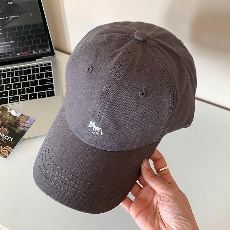 Cute Fox Embroidered Blue Baseball Hat Women In 2025 Korean Edition Head Circumference Show Face Small Duck Tongue