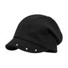 Rivet Ornament Slouchy Beret Solid Color Studded Beanie Newsboy Cap Short Brim Hat  Fashion Girls