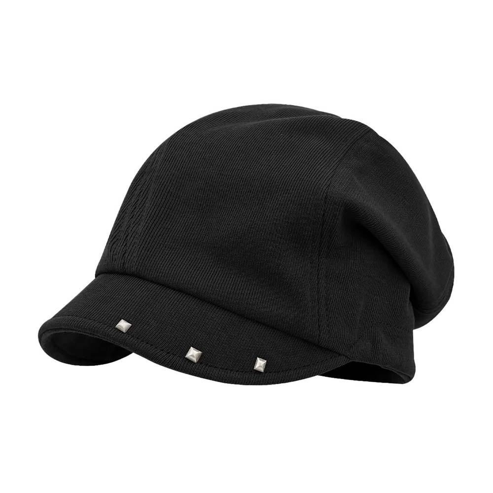 Rivet Ornament Slouchy Beret Solid Color Studded Beanie Newsboy Cap Short Brim Hat Fashion Girls
