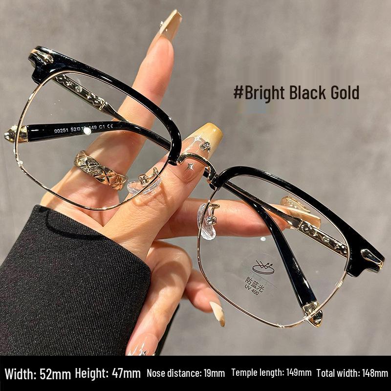 Золотая Проволока Мягкая Полуободковая Очки для Миопии, Совместимые с Рецептом Дизайнерская Рамка Броулайн 00251