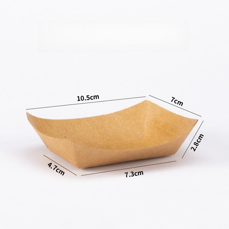Disposable Paper Plates PE Coated Oil Proof Film Barbecue Plate Burger French Fries Grilled Skewers Hot Dogs Boat Shaped Tray Pack Tableware