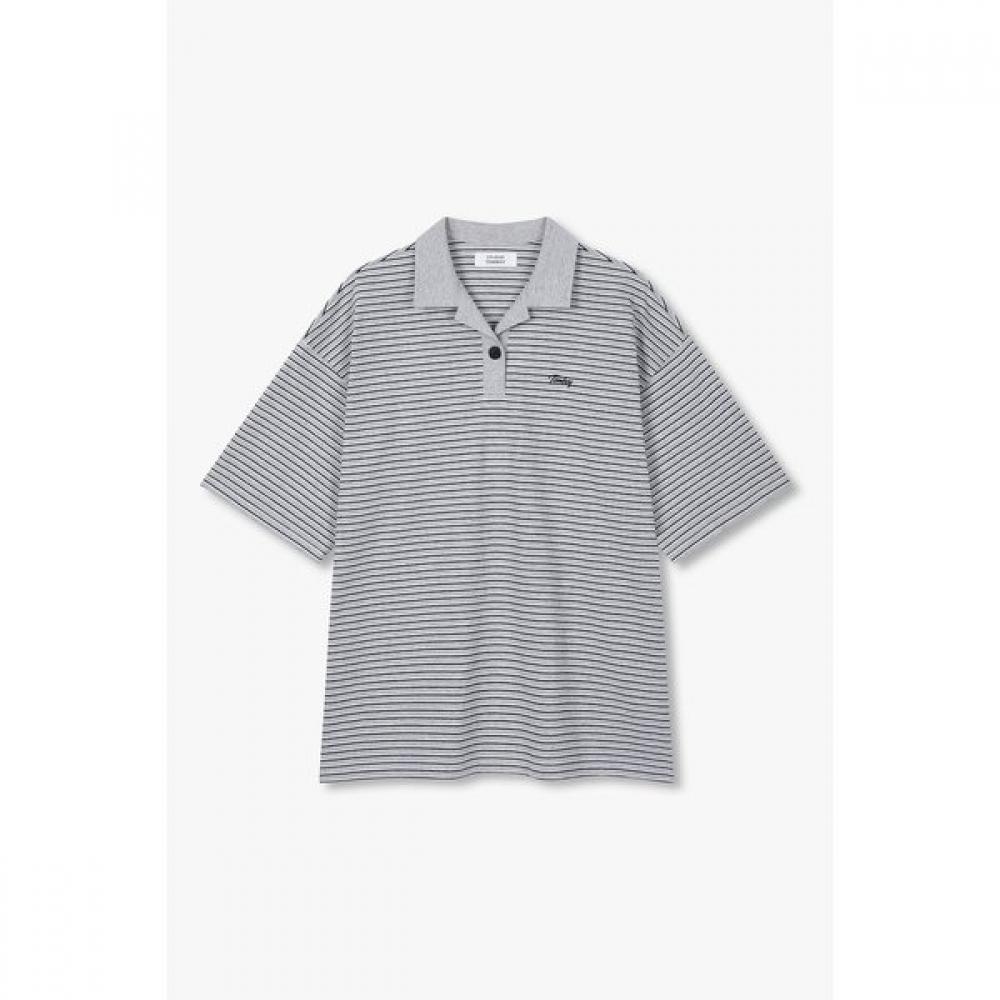 STudio Tomboy STripe Oversized Collar ShorT Sleeve T shirT 9176222997ar 