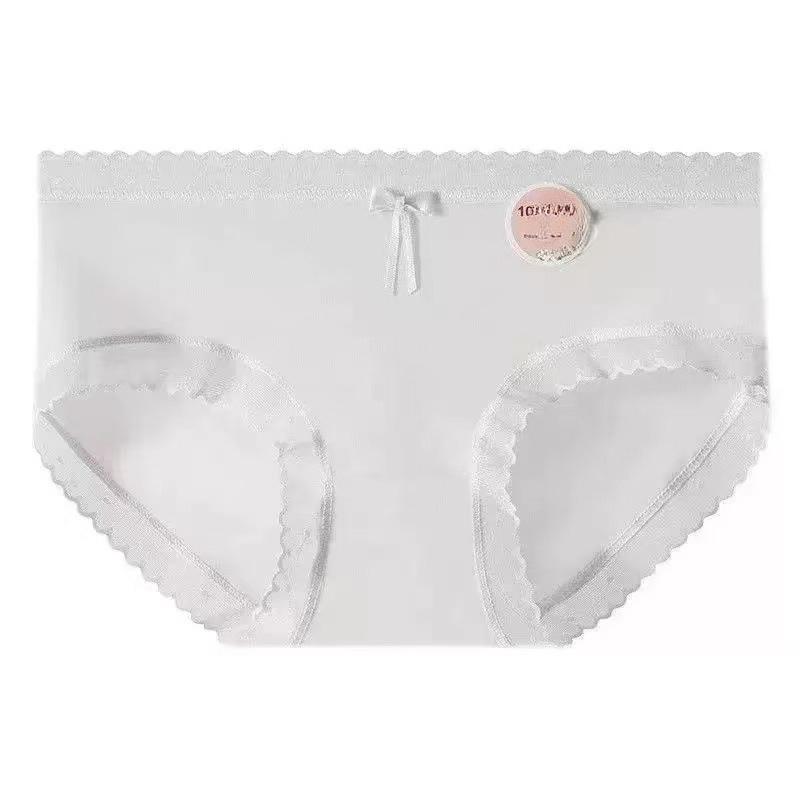 Women's New Summer Cotton Crotch Breathable Ice Silk Non Mark Middle Waist Triangle Briefs