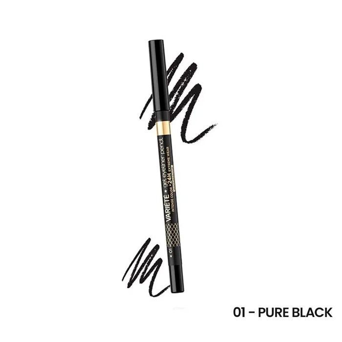 Eye liner - EVELINE - Eveline Variété Gel Eyeliner Pencil 01 Black - Noir - Application facile - Regard intense