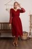 Women's Big Size Dress Green Lined Polka Dot Tulle Plus Size Belted Dress