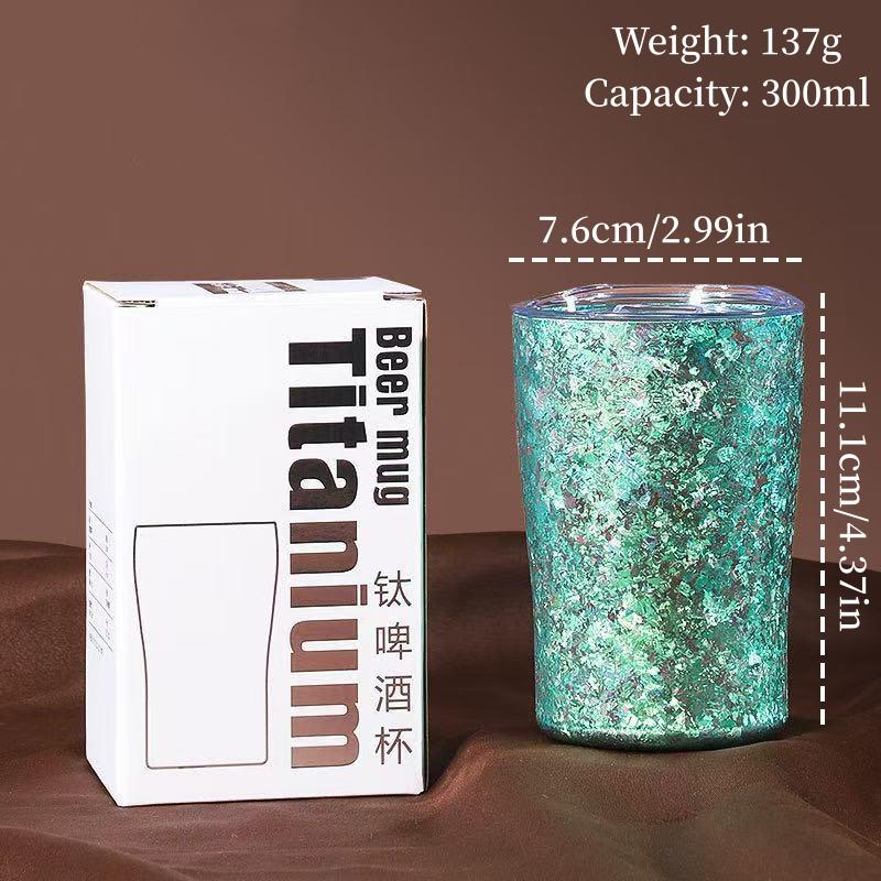 Stylish Pure Titanium Double-Wall Beer Mug Office Lightweight Travel Coffee Cup Car Portable Straw Insulated Cup Titanium Cup
