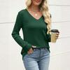 Damen Modisches Einfarbiges V-Ausschnitt Langarm Lässiges Lockeres Oberteil