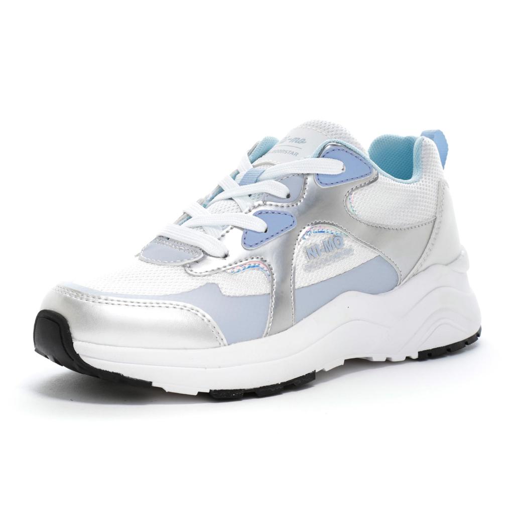 Moonstar NM J135 Size 2E Girls' Sneakers, Silver, 23.5 cm,