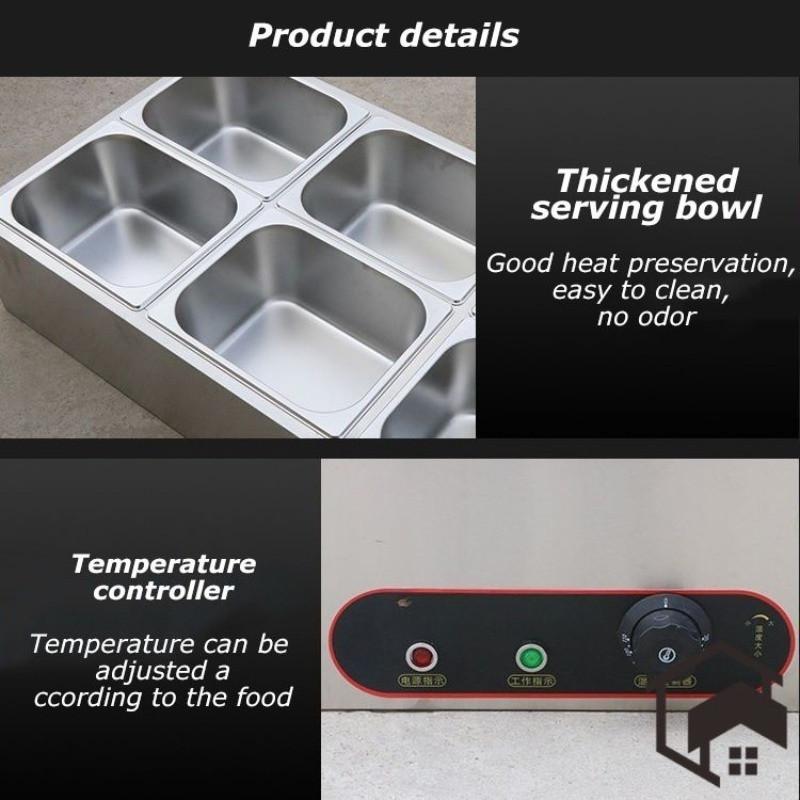 Commercial Fast Food Insulation Table 304 Stainless Steel Electric Heating Table Auto Temperature Control Food Container