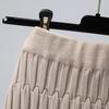 Women Midi Skirt High Waist Straight Leg Hip Wrapped Knitting Skirt Solid Color Autumn Skirt Versatile Daily Wear