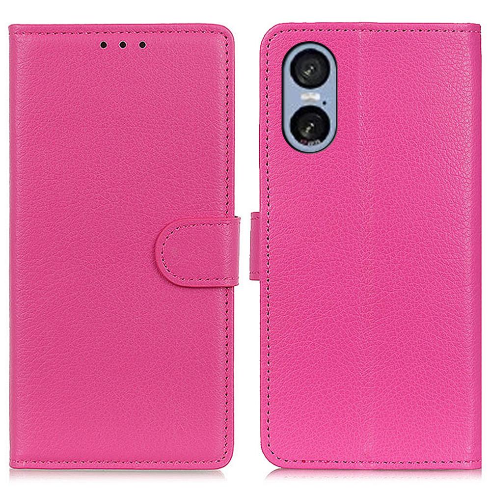 For Sony Xperia 5 VI Case PU Leather Wallet Phone Cover Litchi Texture