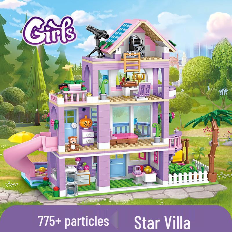 New Girls' Pink Princess Castle Treehouse Building Blocks Model