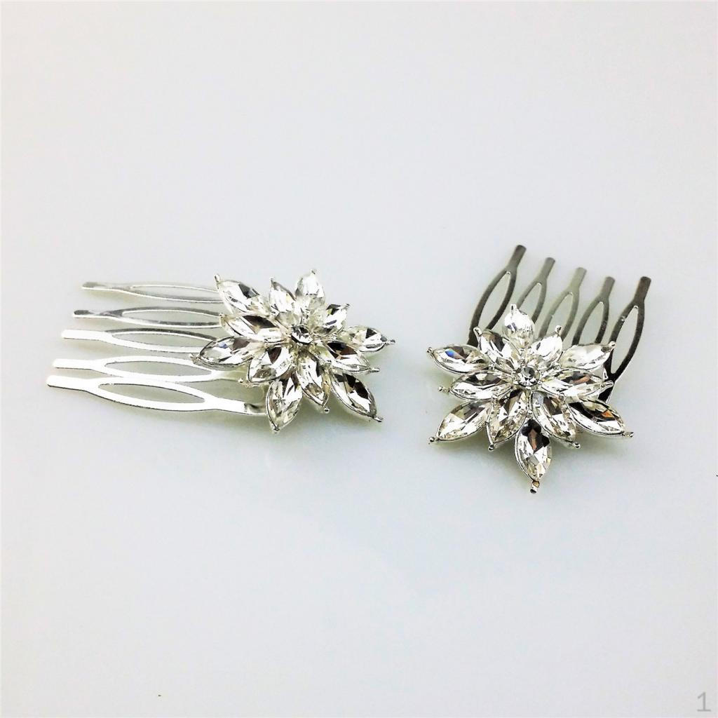 

Свадебный хрустальный гребень ручной работы Аксессуар на годовщину свадьбы - серебро, 5..7 см