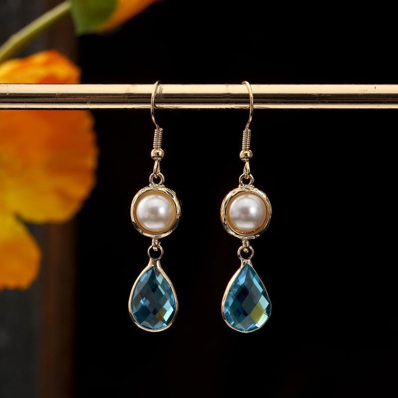 

Новые жемчужные серьги Премиальные минималистичные геометрические серьги Серьги Женские серьги синий