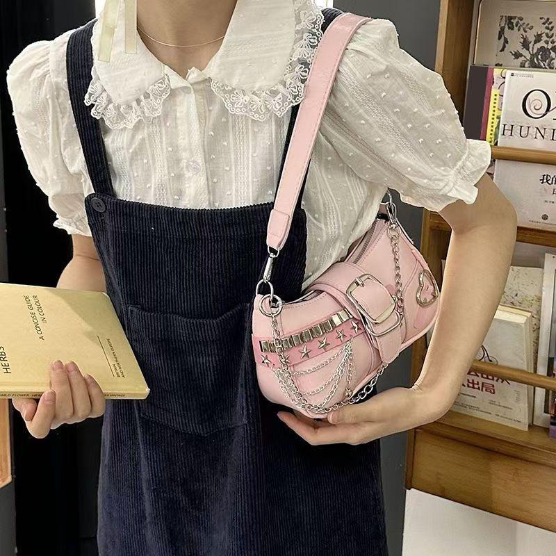 Yogodlns Nuova Borsa a Spalla di Nicchia con Texture Amore Catena a Farfalla Sottospalla Borsa a Spalla Diagonale da Moto per Ragazza Piccante per Donna