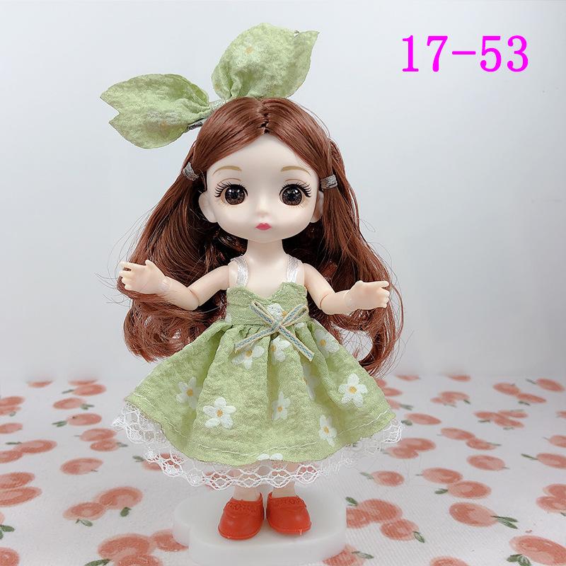 17cm 8-Point BJD Princess Doll with Denim Wedding Dress - 6-Inch Dress-Up Toy Set with Tops and Shorts