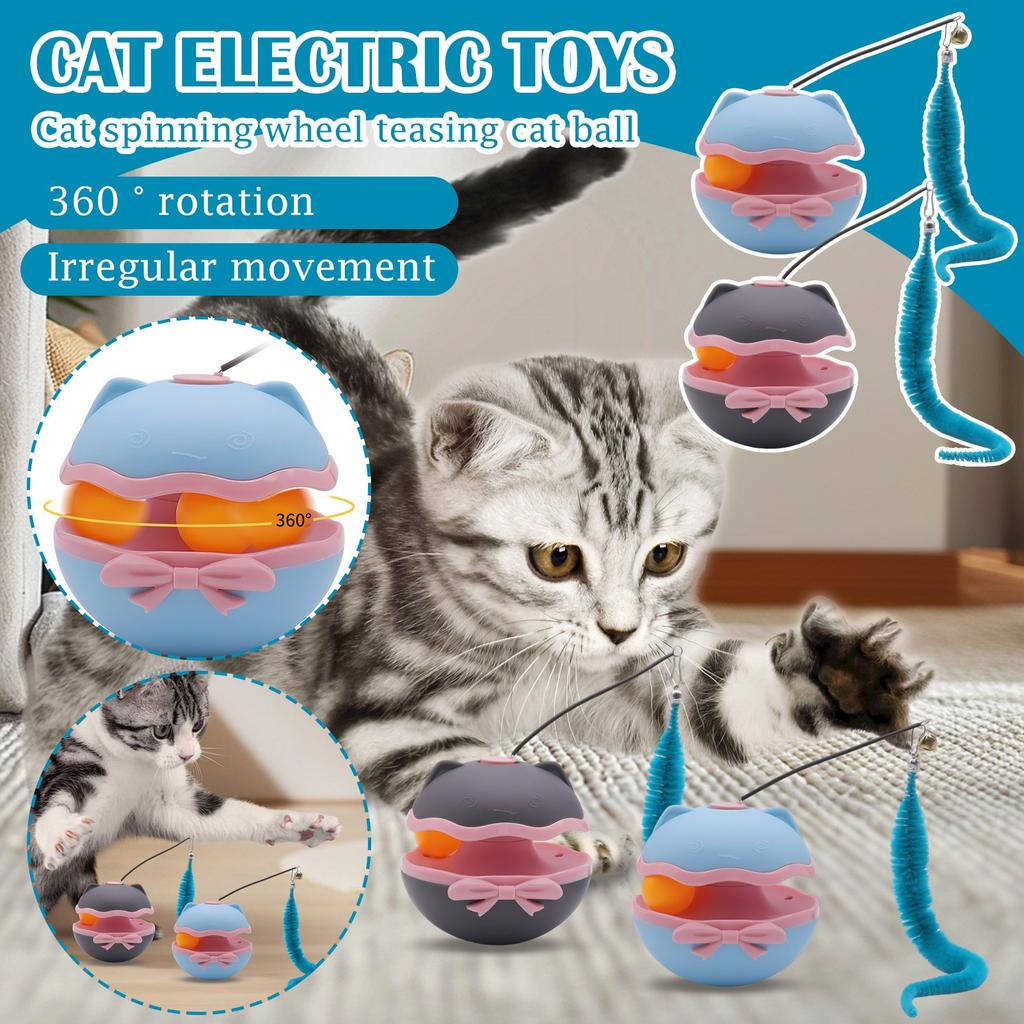 Interactive Cat Toy With Tail, New Smart Moving Cat Toy Ball For Indoor Cats, Rechargeable Automatic Rolling Teasing