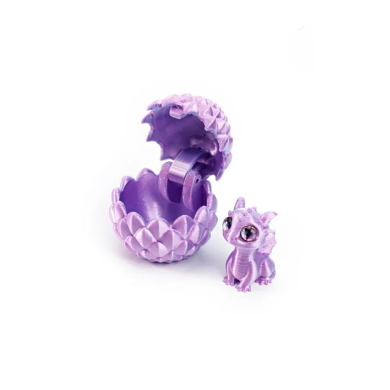 Q Version Creative 3D Printable Hatchable Mini Dragon Egg Set Hatchling Model Halloween Easter Gifts & Desktop Decorations