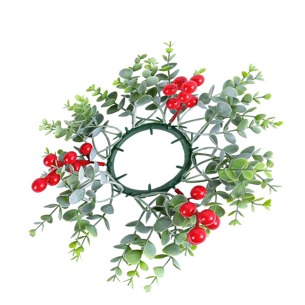 Christmas Artificial Berries Candle Holder Rings Candlestick Wreath Decoration for Festivals Party Home Centerpieces