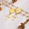 Fashion Stainless Steel Bead Chain Notre Dame Cross Bracelet Women 2234