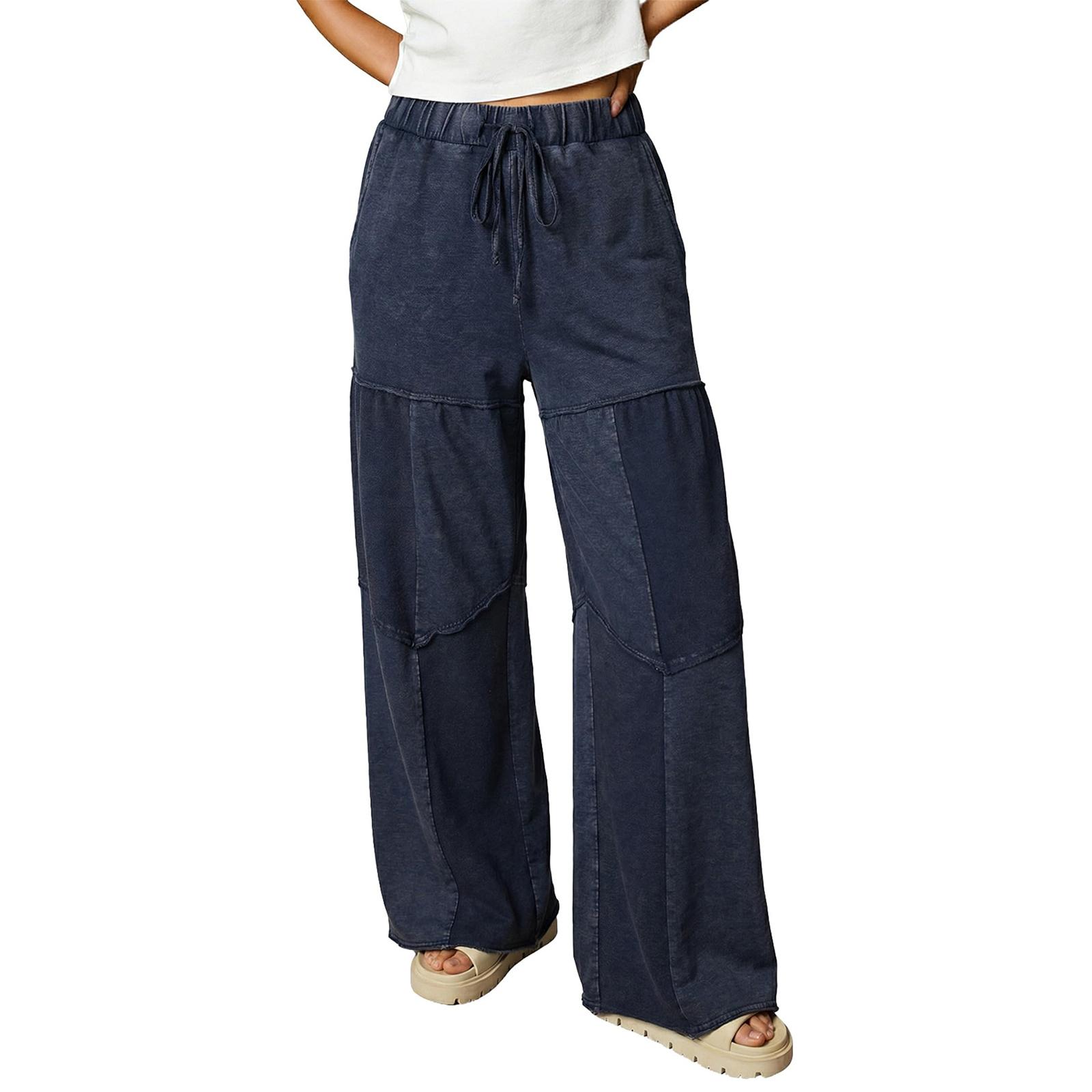 

Ladies Color Drawstring Pocket Casual And Fashionable Long M Темно-синій