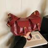 Retro style women's crossbody bag with zipper  monochromatic PU  large capacity  casual shoulder bags  stitching line