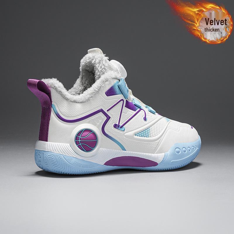 Winter 2025 Boys' Basketball Shoes: New Velvety Warm, Non-Slip Leather Sports Shoes for Kids
