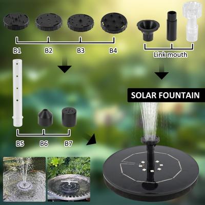 Kolorowa LED Solarna Fontanna Obrotowa ze Światłem Dysza Patyczkowa na Górze Pompa Wodna do Poidła dla Ptaków 6W Ogród z 8 Dyszami DIY Zbiornik