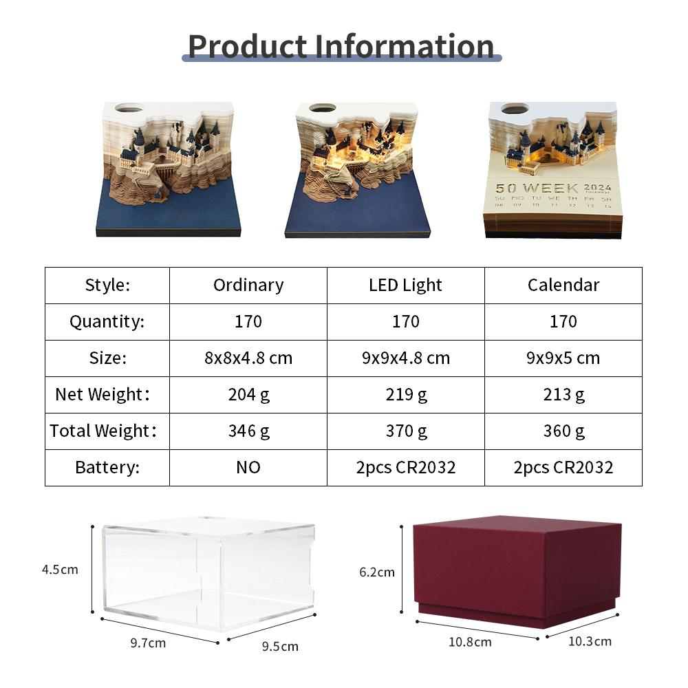 Omoshiroi Block 3D блокнот-календарь 3D календарь Howarts Castle 3D блокнот бумажные — фото 9