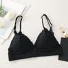 Lace Beauty Back Wrapped Chest Gathered Breathable Bra Solid Color Triangle Cup Bra