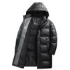 2024 Men's Winter White Duck Down Hooded Jacket - Thickened, Mid-Length, Casual Business Wear