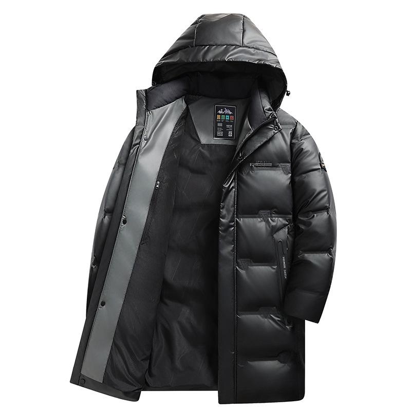 2024 Men's Winter White Duck Down Hooded Jacket - Thickened, Mid-Length, Casual Business Wear