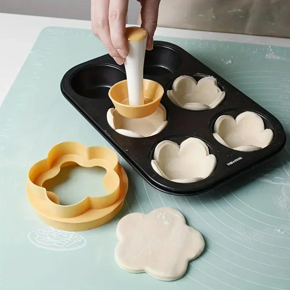 1Set Tart Shells MoldFlower Shaped Pastry Tamper Mini Tart Tamper Shell Maker Cake Mold Creative Cake Cup Presser Biscuit Mold