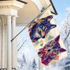 2D Flat, 1pc 2D Flat Decorative Flag, Geometric Polygon Style Wolf and Owl Pattern Flag, Artistic Abstract Animal Tapestry, Wall Decor Background Clot