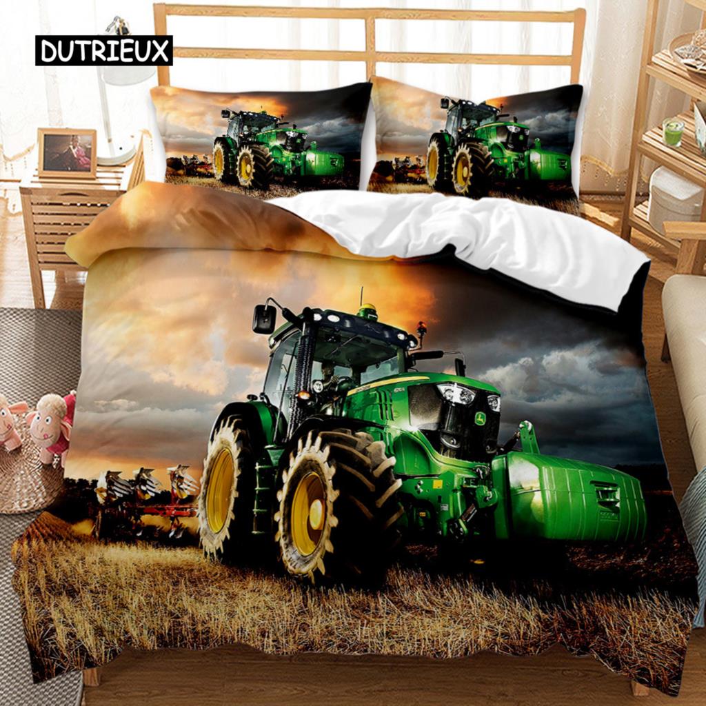 Truck Duvet Cover Set Automobile Blue Monster Pickup Truck Off Road Vehicle Bedding Set for Boys King Size Polyester Quilt Cover