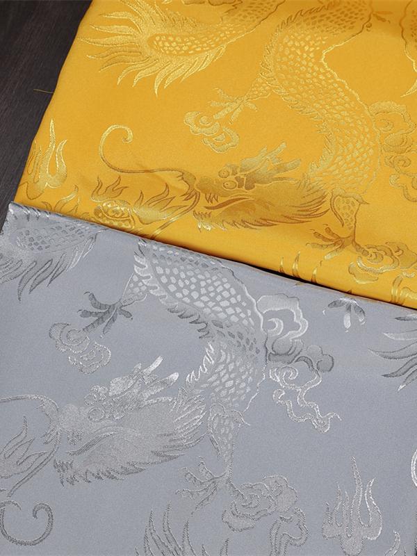 Phoenix Dragon Jacquard Silk Satin Fabric for Hanfu and Tang Suit Costumes