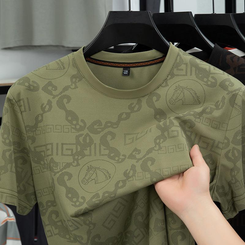 Summer Ice Short Sleeve Men's Fashion Loose Fit Versatile Casual T-Shirt Trendy Top