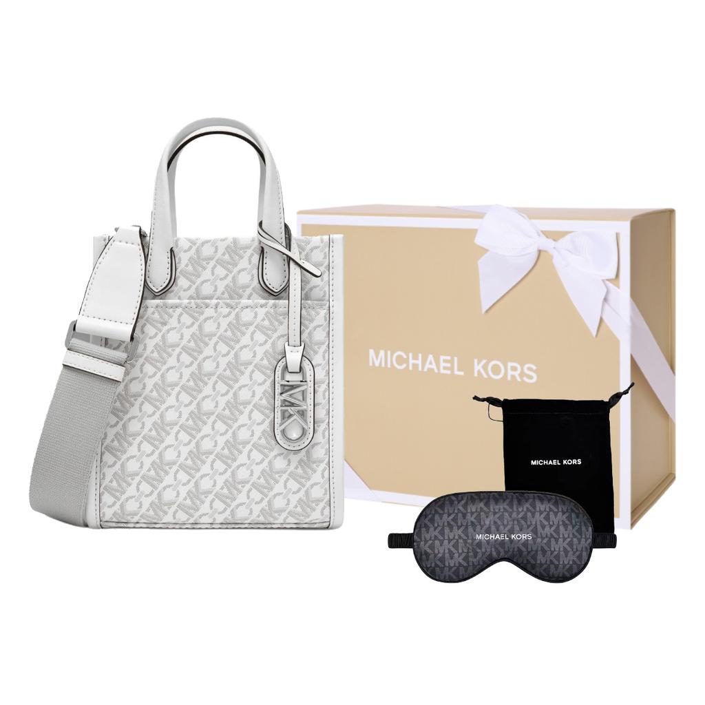 Michael Kors MK Gigi Logo Print Faux Leather Shoulder Crossbody Handbag Mini Women handbags White 32H3S3GC4V-101