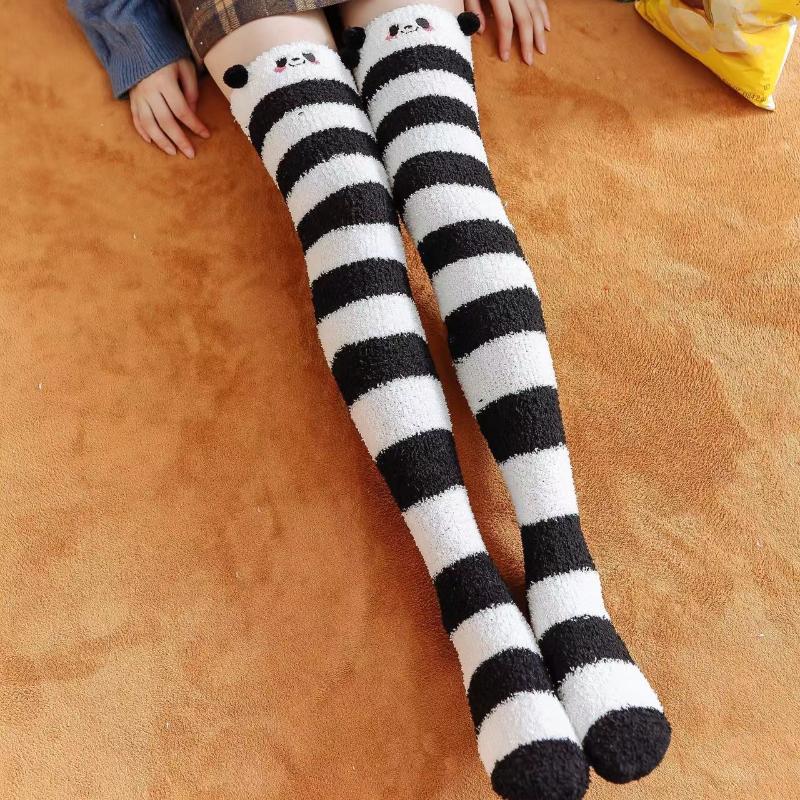 Japanese Girl Animal Modeling Knee Socks Striped Cute Compression Autumn Winter Warm Sock Kawaii Cozy Long Thigh High Socks