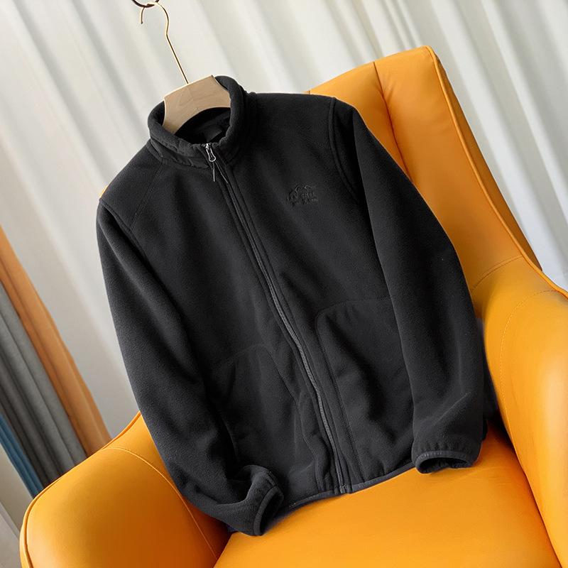 

Чоловіче пальто з овчини однотонного кольору, надзвичайно тепле, потовщене, зі стійкою, ідеально підходить для осені та зими L чорний