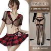 Pure Senior Sister Uniform Hot Perspective Uniform Temptation Sexy Underwear Black and Red Plaid Skirt Set