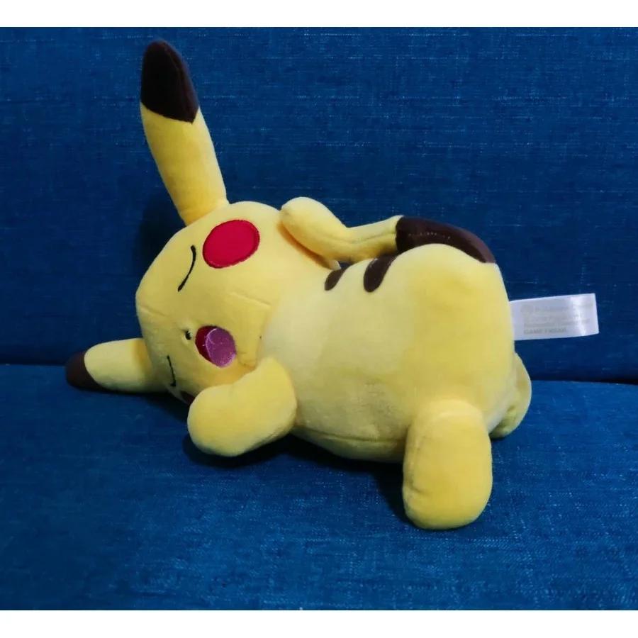 25Cm Pikachu Sleeping Plush Doll Lying Closed Eyes Soft Fluffy Stuffed Toy Electric Type For Home Decor Fans Gift Collection