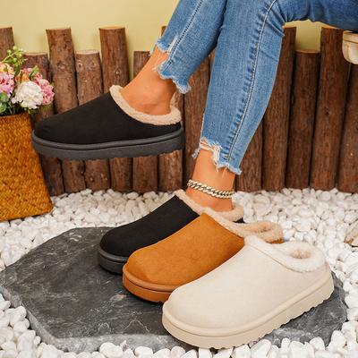 Foreign Trade Retro Wind Fluff Slippers Bag Head Half Tray Shoes Women's 2025 New Thick-soled Women's Plush Snow Boots