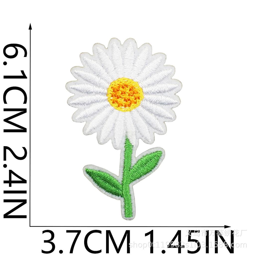 Small Daisy Embroidery Cloth Sticker Cartoon Peony Flower Bag Decoration Computer Embroidery Beautiful Small Red Flower Patch Ironing