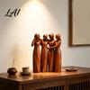 Nature Inspired Ornament Sisterhood Wooden Figurine Handcrafted Friendship Sculpture for Living Room Creative Displays Bedroom Tabletop Ornament