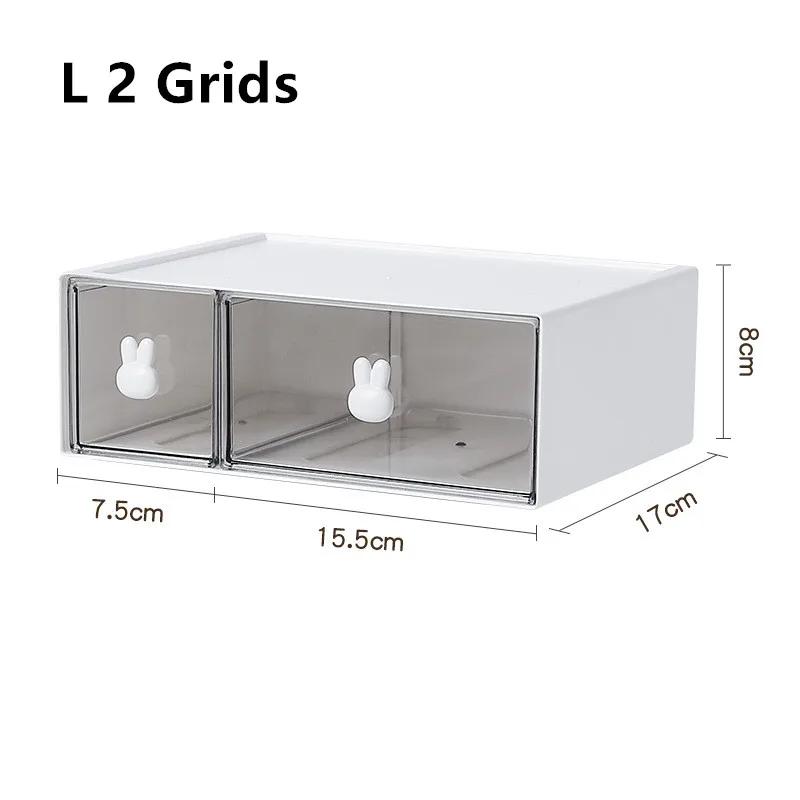 Skrivbordslåda med klistermärke Söta genomskinliga organiseringslådor i plast Förvaringslåda för kontorsmaterial Behållare för hem skola